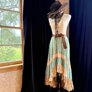 Asymmetrical Skirt with Vintage Lace & Crochet